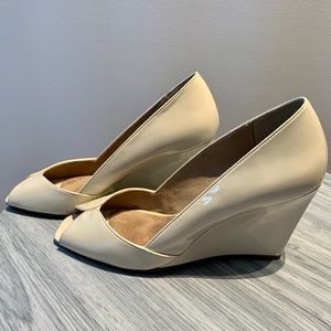 Zara Cream Peep-toe Wedge